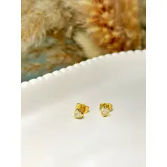 GENERICO - Mini aros Corazon pequeños niña baño de oro 18k shine