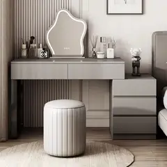 YOMYM - Tocador Escritorio gris (80-100)×40×73 CM Ancho ajustable