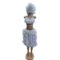 GENERICO - Traje Tipico Pascuense Mujer Juvenil Tallas S M y L De Plumas Blanco