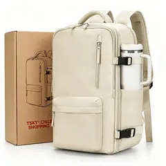 TSKY CHILE SHOPPING - Mochila Viajera 40 Litros Expandible Porta Notebook 15.6 Pulgadas Impermeable Con Zapatero Usb