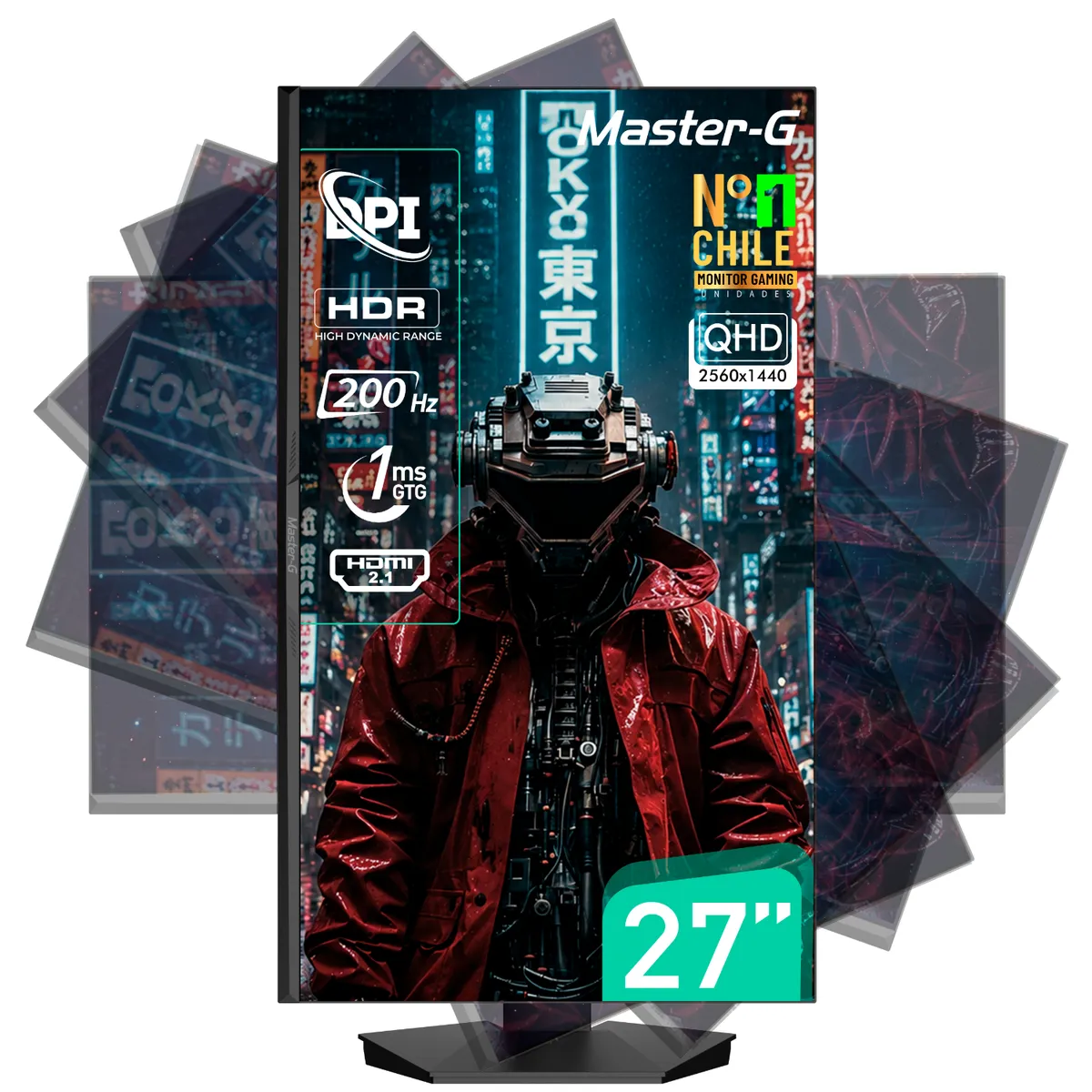 MASTER G - Monitor Gamer 27" QHD IPS Pivote 90 180Hz 1Ms MGMG2750Q