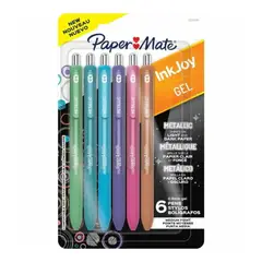 PAPER MATE - Set 6 Gel Inkjoy Retráctil 0.8 mm Metálicos