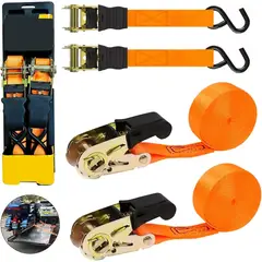 EVERSO - Pack 2 Cintas de Amarre con Trinquete 3M, Correas de Sujeción para Carga y Motos