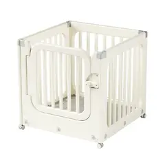 KIDSCOOL - Corral De Juegos Móvil Con Ruedas y Puerta Crudo Neutro 77x78x73 cm