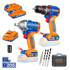WADFOW - Set Taladro Per Y Pistola De Impacto +2bat Y Carg 20v