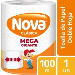 NOVA - Toalla de Papel doble hoja Clásica Mega Gigante 100mts