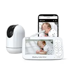 PUREPOWER - Wi-Fi Monitor de Bebe Full HD 5 Pantalla para seguridad para el hogar