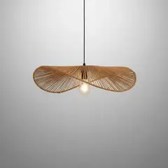 GENERICO - Lámpara Colgante Pantalla De Ratán Natural Estilo Boho, Tejido Circular