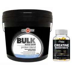 MUSASHI - Proteina Bulk Mass Gain Whey Protein 5 Lbs + Creatina 5000mg