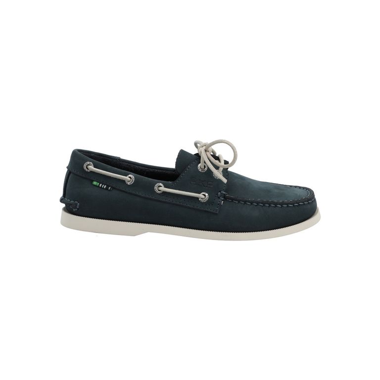 Zapato Cuero Mujer Boat Azul Marino