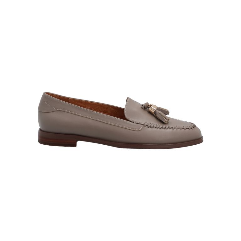 Mocasin Cuero Mujer Auckland Café Claro
