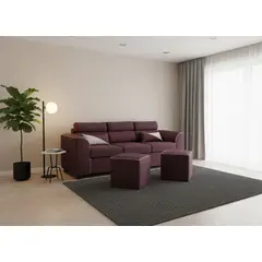 FANCY HOGAR - Sofa pufa 3 cuerpos 2 puff