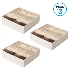 CARRY ALL - Pack de 3 Cajas Organizadoras Closet 16 Divisiones Ropa Interior Accesorios