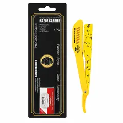 COMPRASMART CHILE - Navaja Barber Pro Porta Hojas Amarilla + 5 Hojas