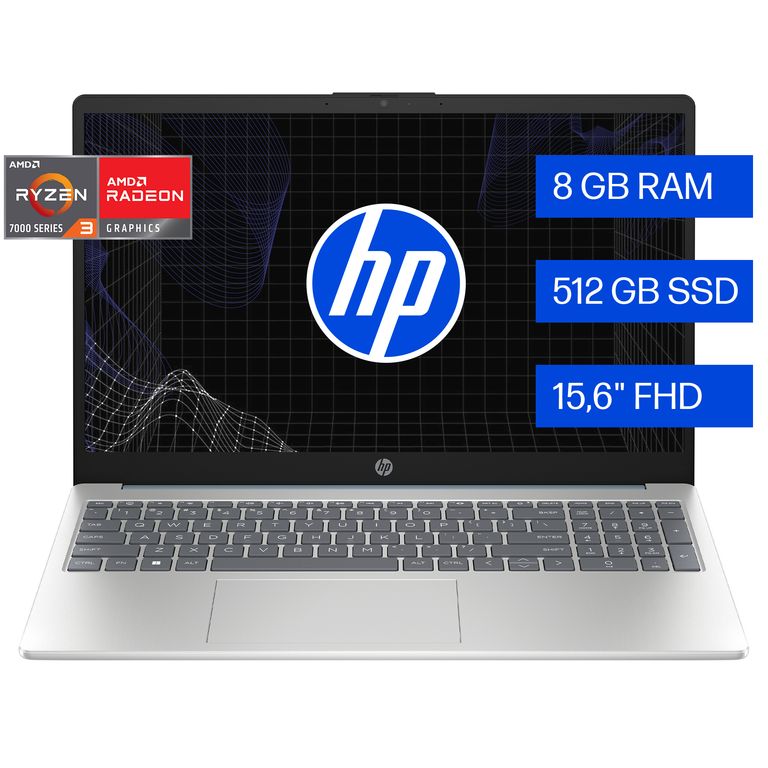 Notebook 15-fc0235la AMD Ryzen 3 8GB RAM 512GB SSD Windows 11 Home