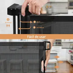 EVERSO - Reja Seguridad Escalera Puerta Retráctil Para Bebe Mascotas Negro