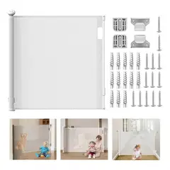 EVERSO - Reja Seguridad Escalera Puerta Retráctil Para Bebe Mascotas Blanco