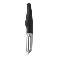 GENERICO - Pelapapas con mango ergonómico negro de acero inoxidable 17 cm