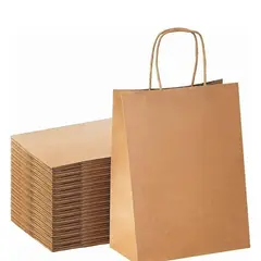 GENERICO - Set 24 Bolsas Papel Kraft Cafe Con Asas 22x10x29cm