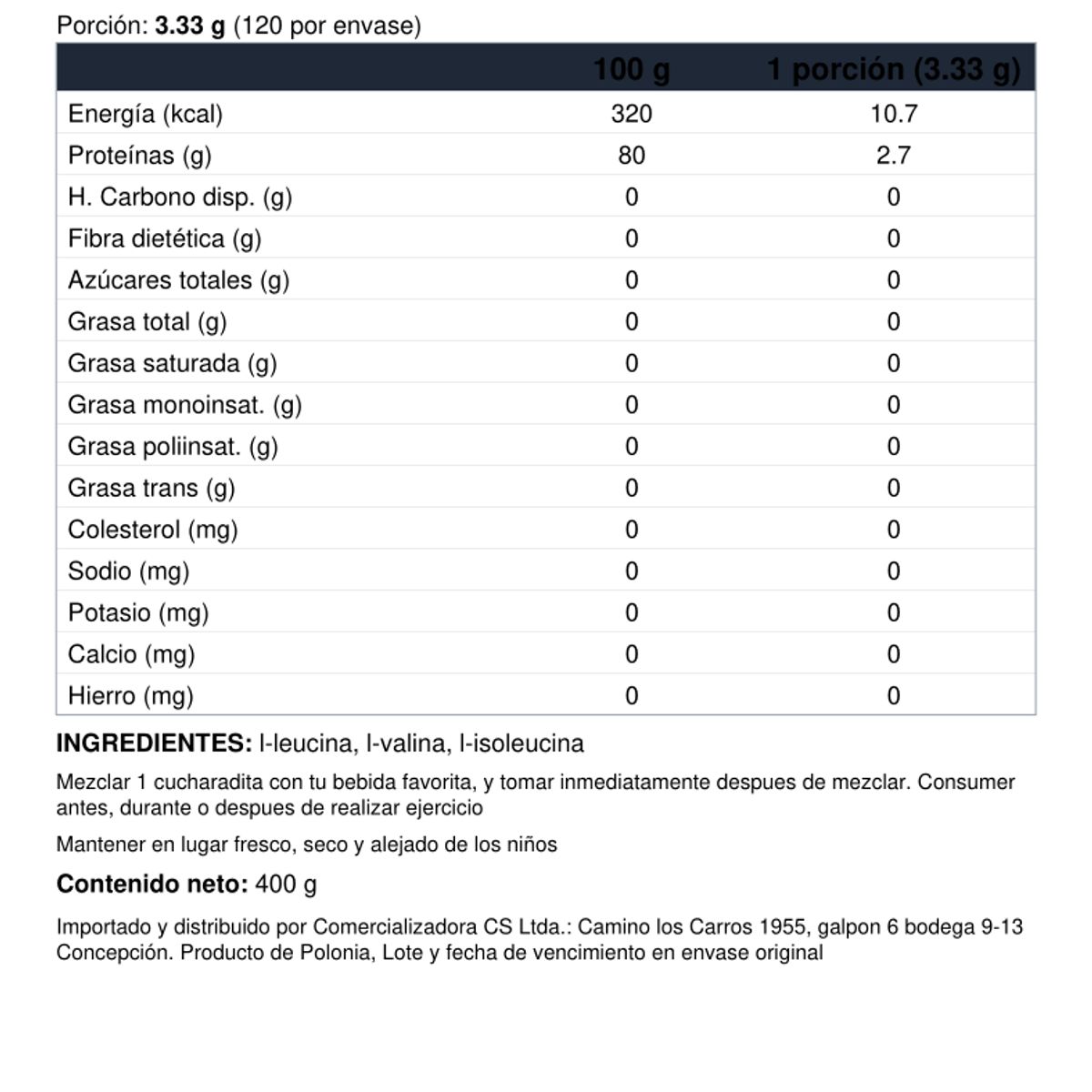 OSTROVIT - OSTROVIT AMINO BCAA 211 400 G SIN SABOR