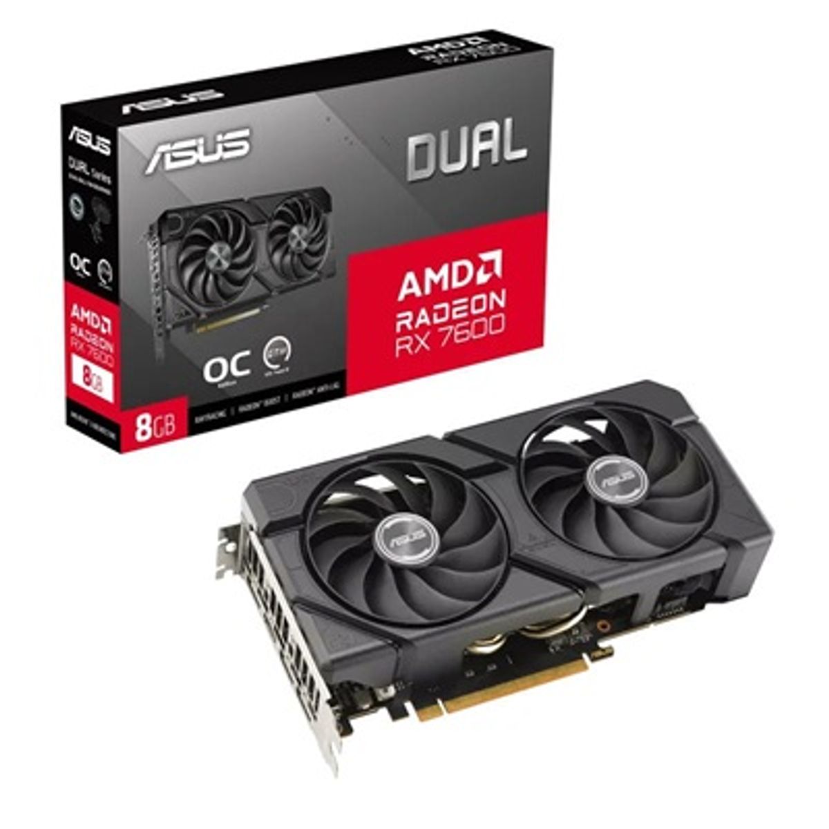 ASUS - Tarjeta de Video - ASUS DUAL-RX7600-O8G-EVO - 8 GB GDDR6 (128 bit)