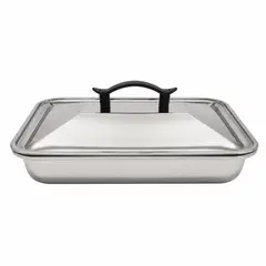 GENERICO - Bandeja de Acero Inoxidable con Tapa 45 x 35 cm
