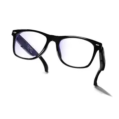 RENVMEXY - Gafas Inteligentes F16 Montura Negra Brillante Lentes Transparentes Anti Luz Azul Traducción Audio