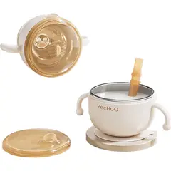 YEEHOO - Bowl de acero inoxidable para alimentación de bebé con bombilla
