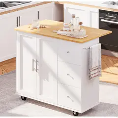 GENERICO - Isla de Cocina con Ruedas 3 Cajones 2 Puertas 100 cm