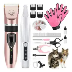 EVERSO - Maquina Corta Pelo Mascotas Perro Gato Kit Completo 15 En 1 Rosado