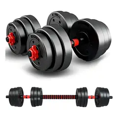 GENERICO - Set Mancuernas 20 Kilos Con Barra De Conexion