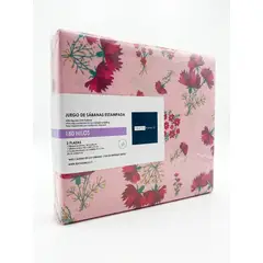 TEXTIL RANCO - Juego de Sábanas 2 Plazas Estampada Flores 180 Hilos