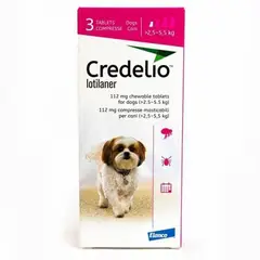 CREDELIO - 3 COMPRIMIDOS MASTICABLES SABORIZADOS 2,5-5,5 KG CONTRA PULGAS Y GARRAPATAS