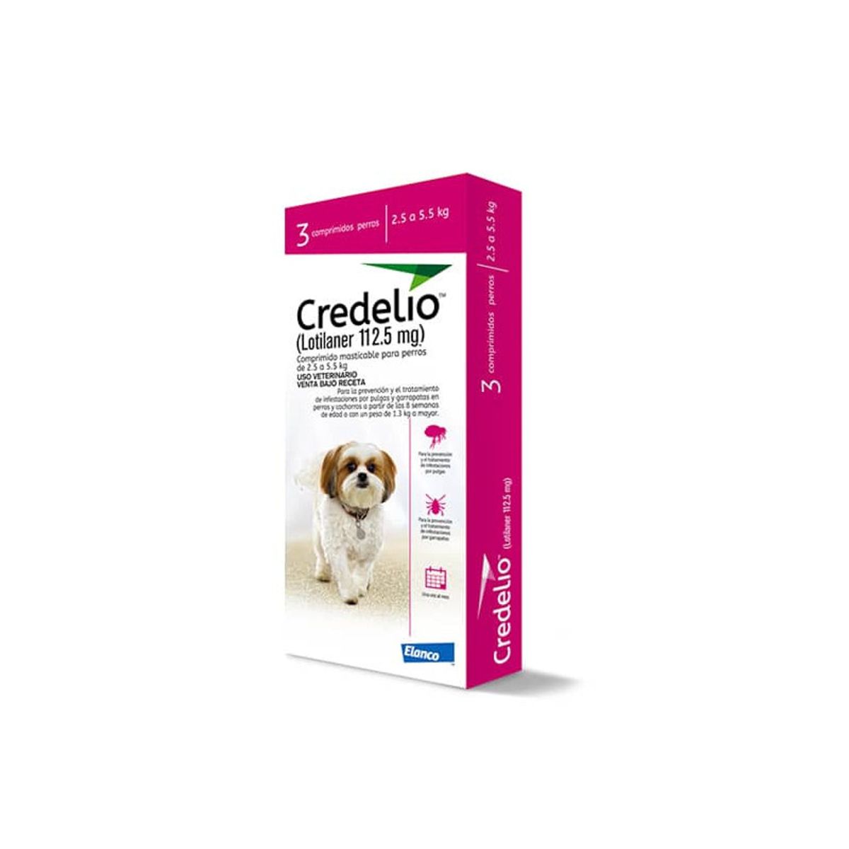 CREDELIO - CREDELIO 3 COMPRIMIDOS MASTICABLES SABORIZADOS 2,5-5,5 KG CONTRA PULGAS Y GARRAPATAS