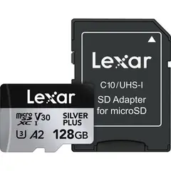 LEXAR - Tarjeta microSDXC Professional SILVER PLUS UHS-I V30 de 128 GB