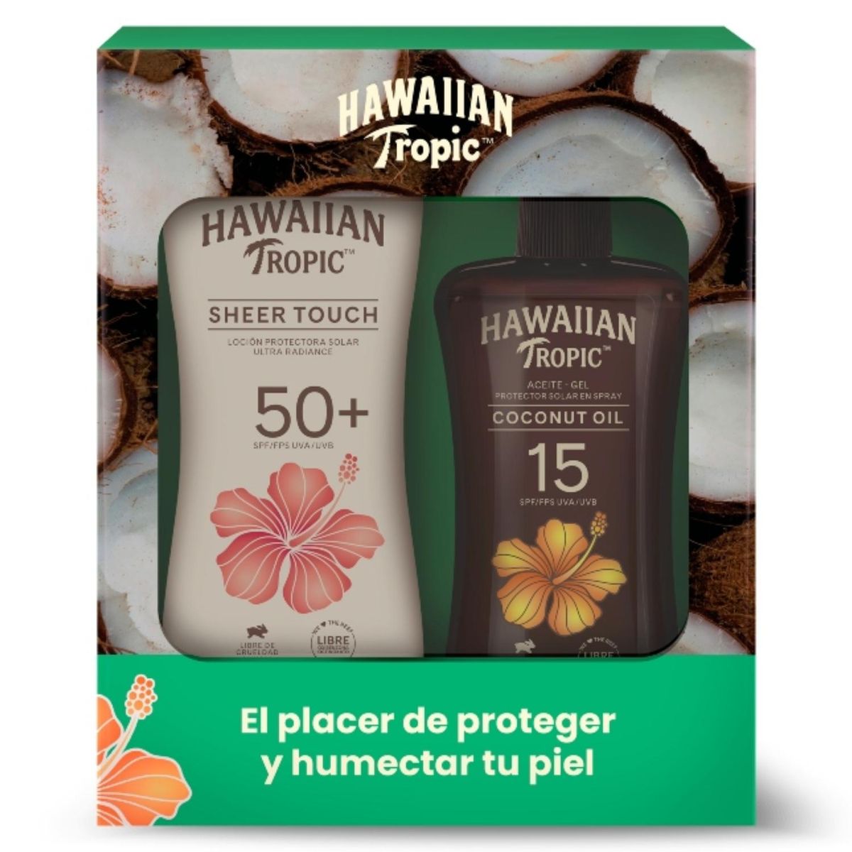 HAWAIIAN TROPIC - Set Protector Solar FPS 50 240Ml + Aceite Bronceador FPS 15 240Ml Hawaiian Tropic