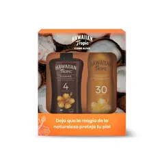 HAWAIIAN TROPIC - Set Aceite Bronceador FPS 4 240Ml + Aceite Protector FPS 30 180Ml