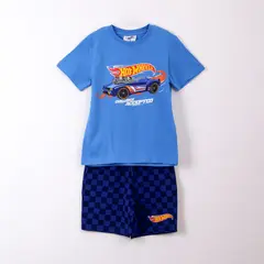 HOT WHEELS - Pijama Manga Corta Niño Logo Celeste