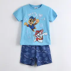 PAW PATROL - Pijama Manga Corta Niño Pups And Play Celeste