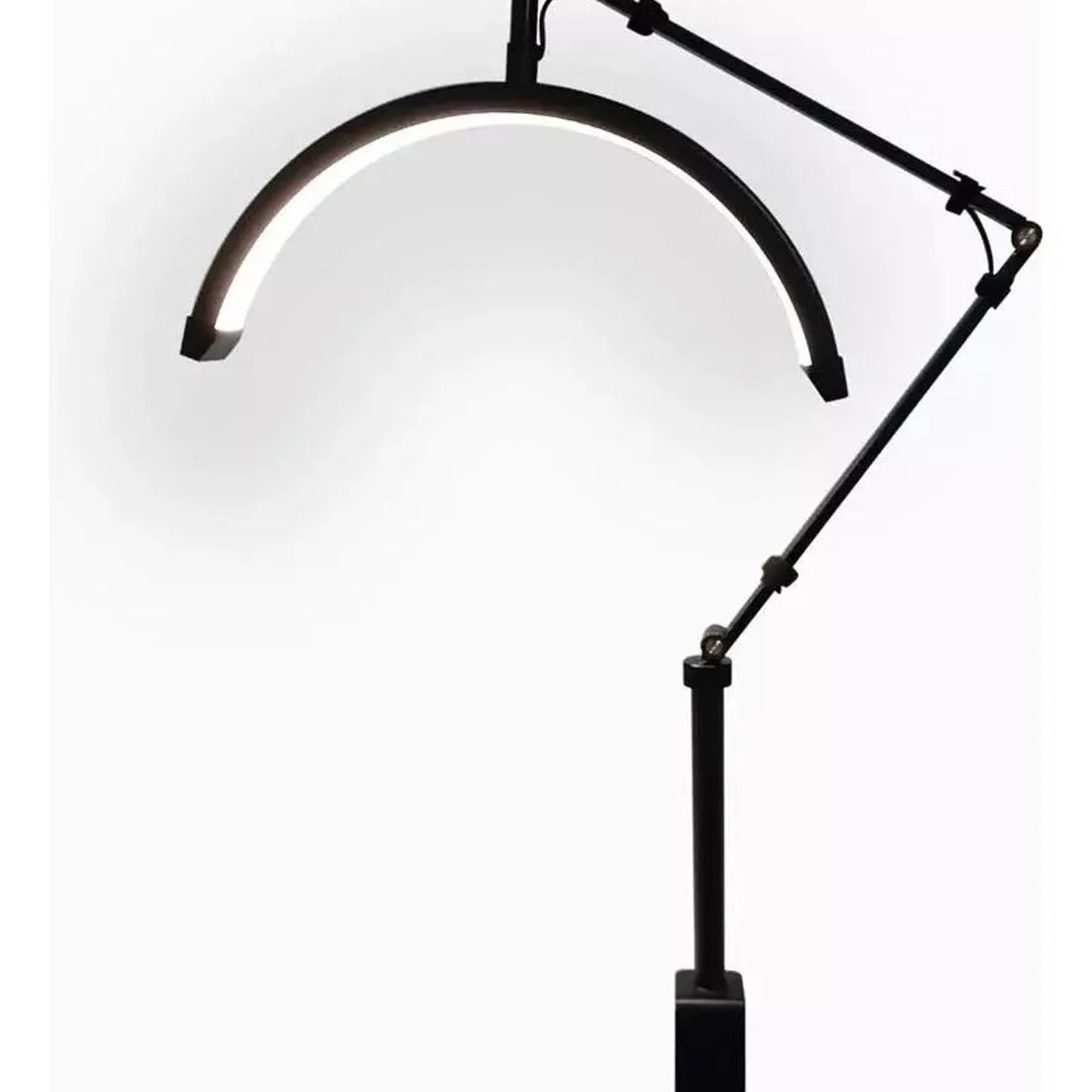 IRM - Lampara Media Luna LED Regulable 3 Temperaturas de Color con Pinza de Mesa y Soporte para Celular