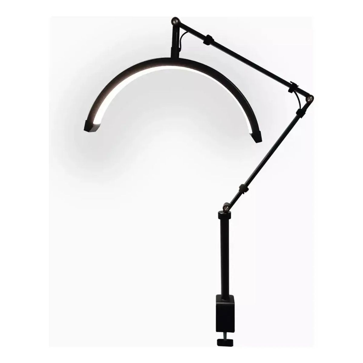 IRM - Lampara Media Luna LED Regulable 3 Temperaturas de Color con Pinza de Mesa y Soporte para Celular