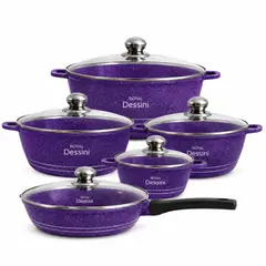 GENERICO - Juego de Ollas 12 Piezas Granito Royal Dessine color Morado