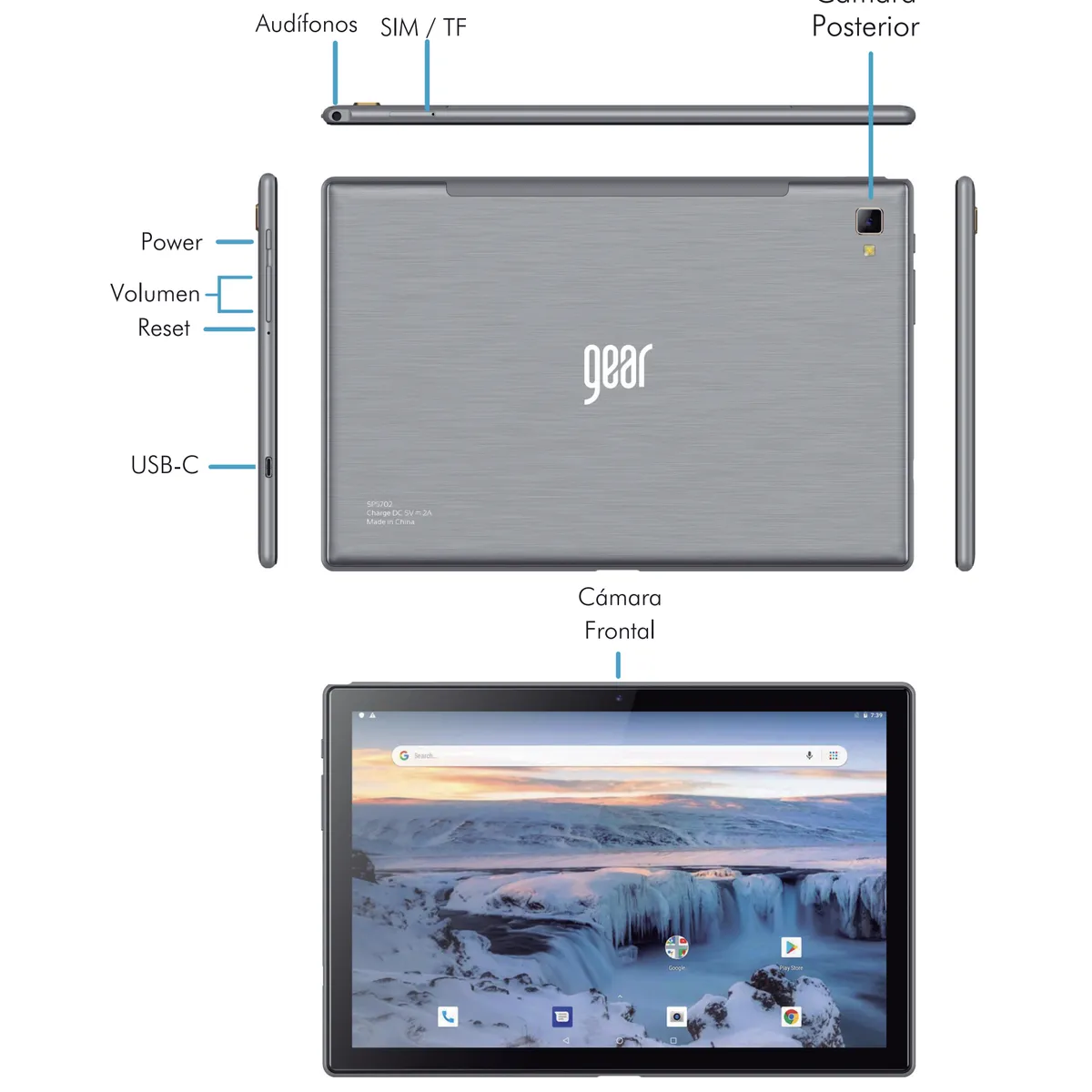 GEAR - Tablet Gear Pro 2 64gb 4gb Ram Android 11 Negro Reacondicionado