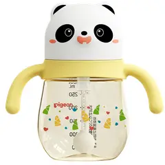 PIGEON - Vaso entrenador Panda PPSU con bombilla 300 ml 7 meses+
