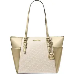 MICHAEL KORS - Cartera Charlotte grande con logo color dorado pálido