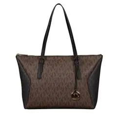 MICHAEL KORS - Cartera Coraline grande con logo color café multicolor