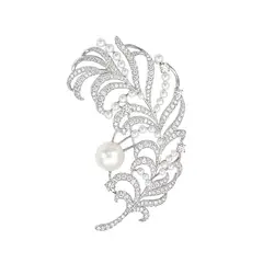 MERY SATT - Prendedor Pluma con Perlas brillante