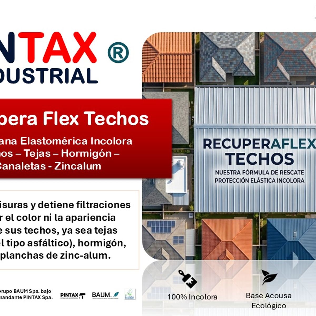 BAUM - MEMBRANA IMPERMEABLE PARA TECHO   INCOLORO PINTAX TINETA