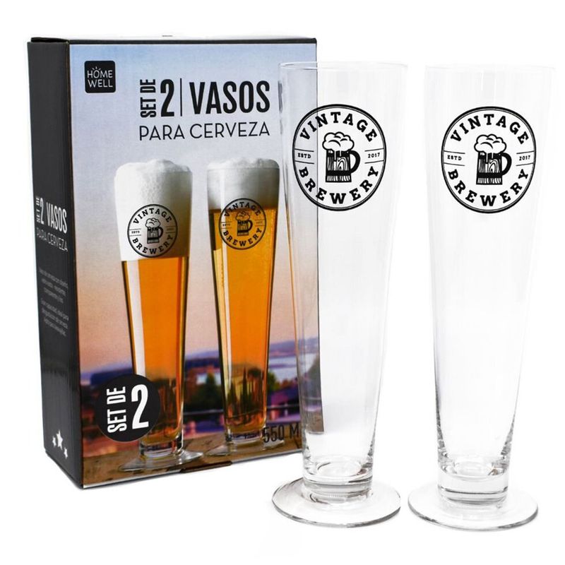 HOMEWELL - Set De Vasos Cerveceros 550Ml (2U)