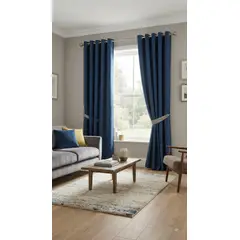 DIANA - CORTINAS 90% BLACKOUT DOBLE TELA 2 LIENZO 140X230 C/U COLOR AZUL MARINO CON DISEÑO
